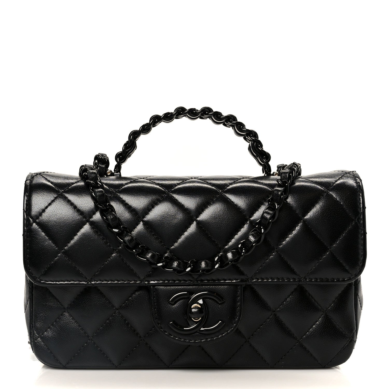 Lambskin Quilted Small Coco Pop Top Handle Flap So Black