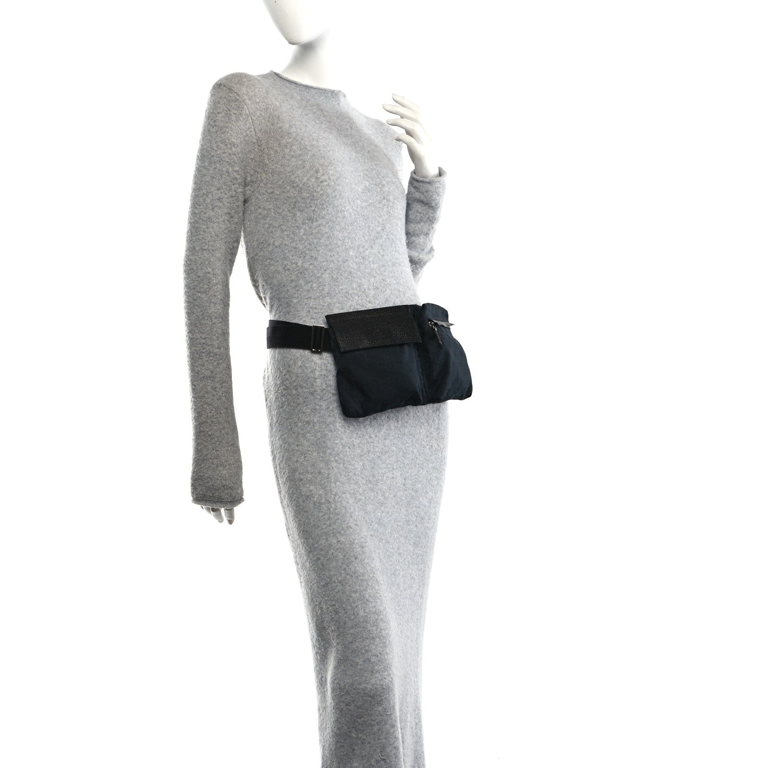 GG Monogram Double Pocket Belt Bag Black