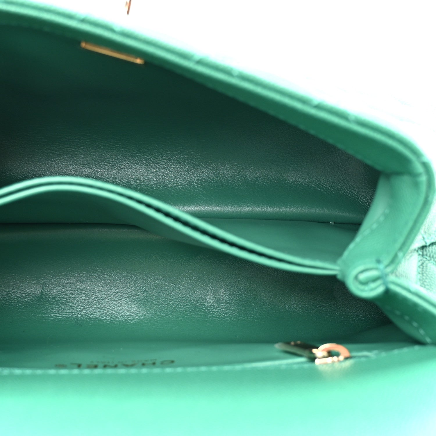 Caviar Quilted Mini Coco Handle Flap Green