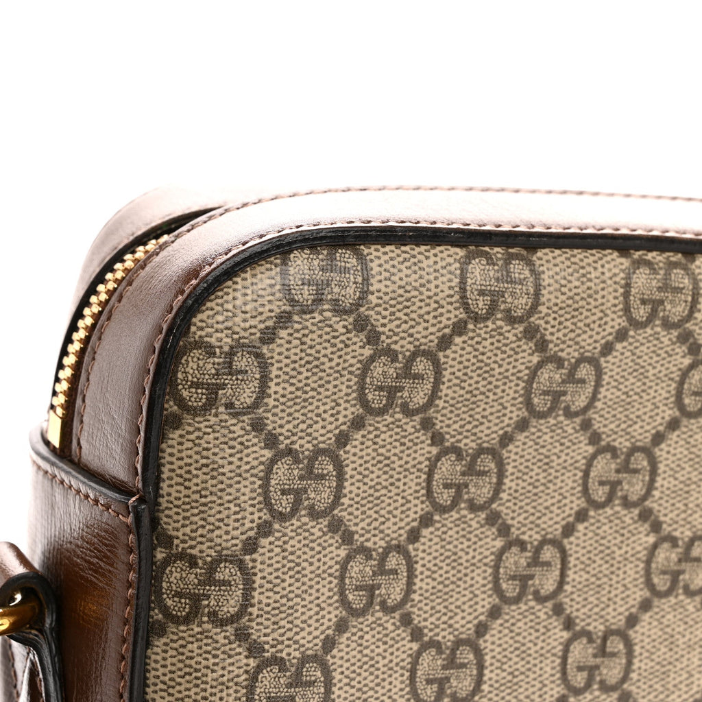 GG Supreme Monogram Small Horsebit 1955 Shoulder Bag Beige Brown Sugar