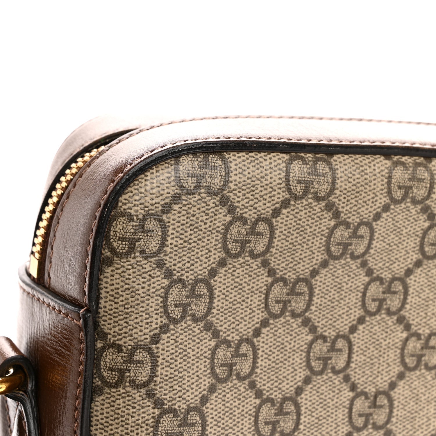 GG Supreme Monogram Small Horsebit 1955 Shoulder Bag Beige Brown Sugar