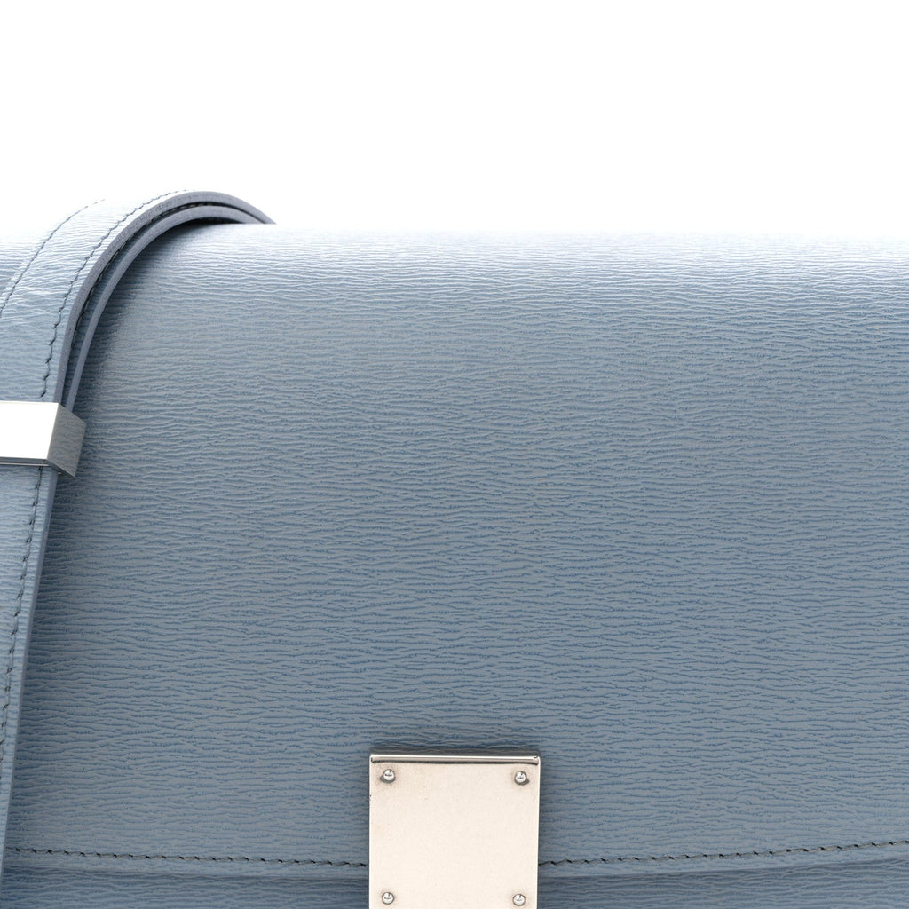 Liege Calfskin Medium Classic Box Flap Bag Slate Blue