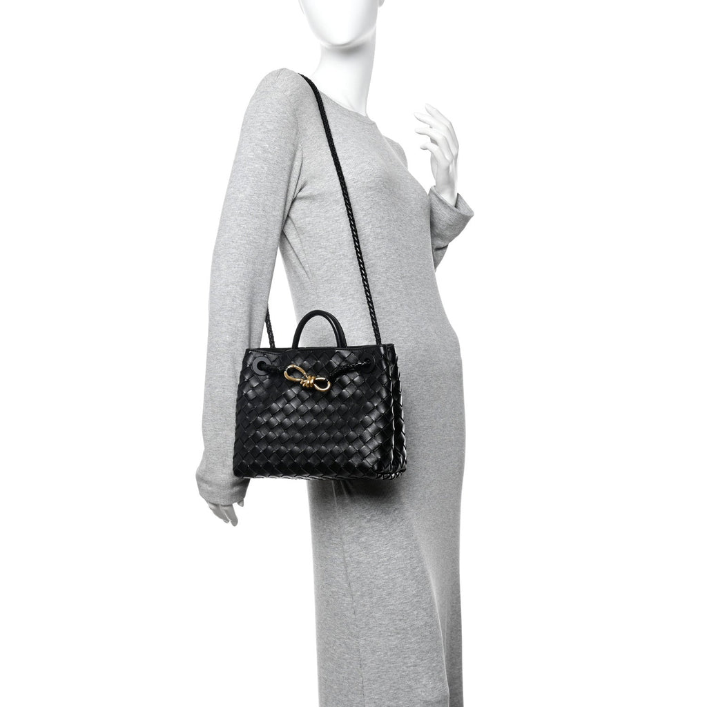 Nappa Intrecciato Small Andiamo Shoulder Bag Black