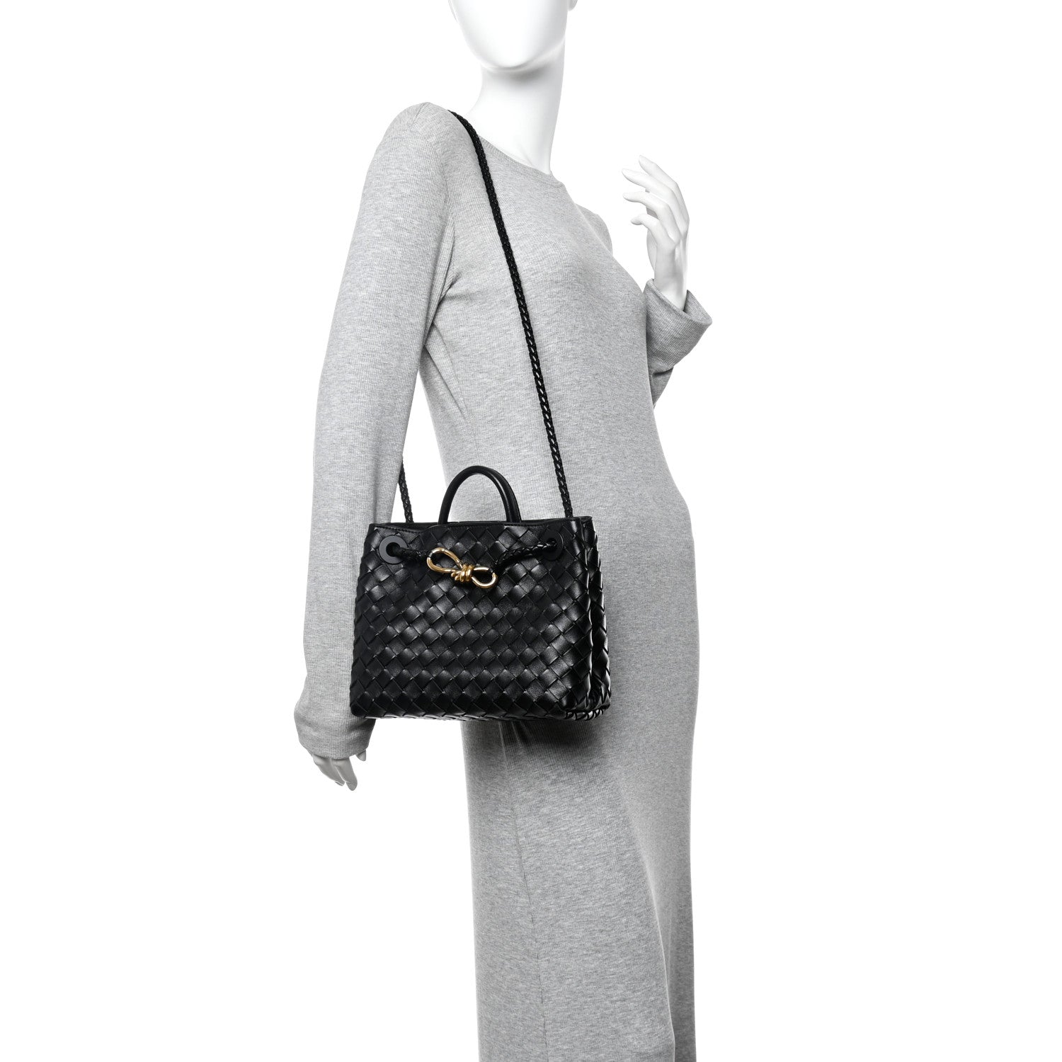 Nappa Intrecciato Small Andiamo Shoulder Bag Black