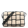 Canvas Intrecciato Padded Cassette Crossbody Bag Natural Black