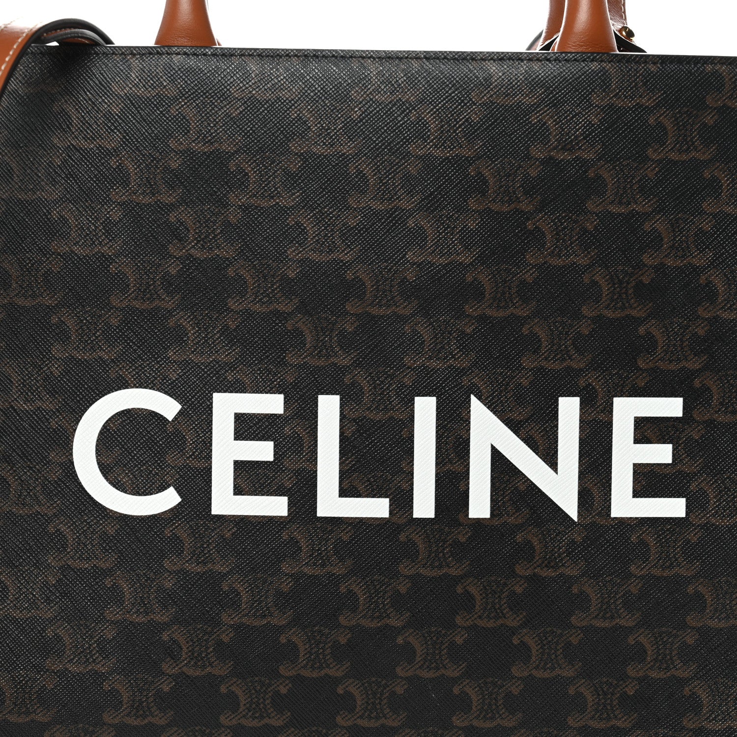 Triomphe Canvas Calfskin Small Vertical Cabas Tan