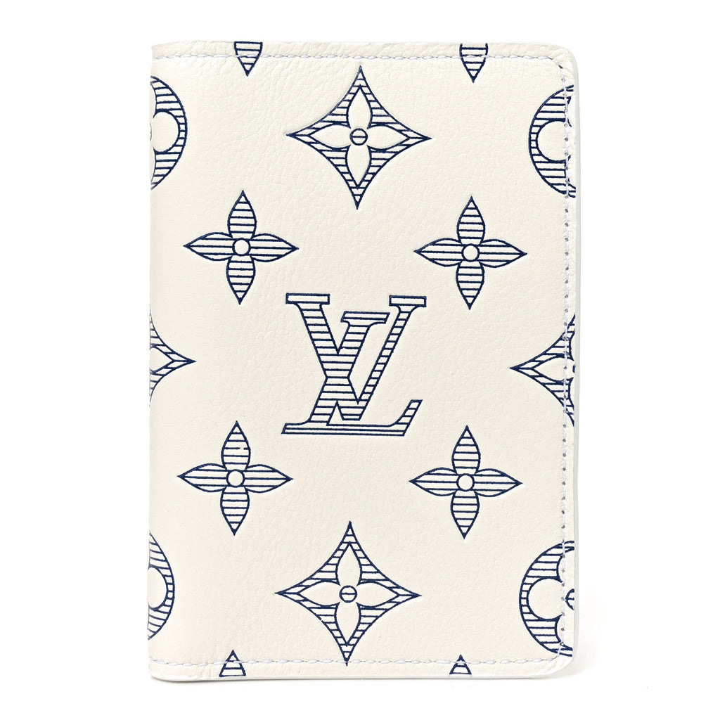 Calfskin Monogram Shadow Pocket Organizer NM White Navy