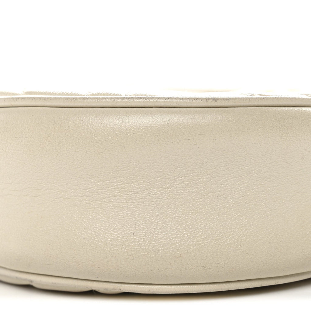 Calfskin Matelasse Mini GG Marmont Round Shoulder Bag White