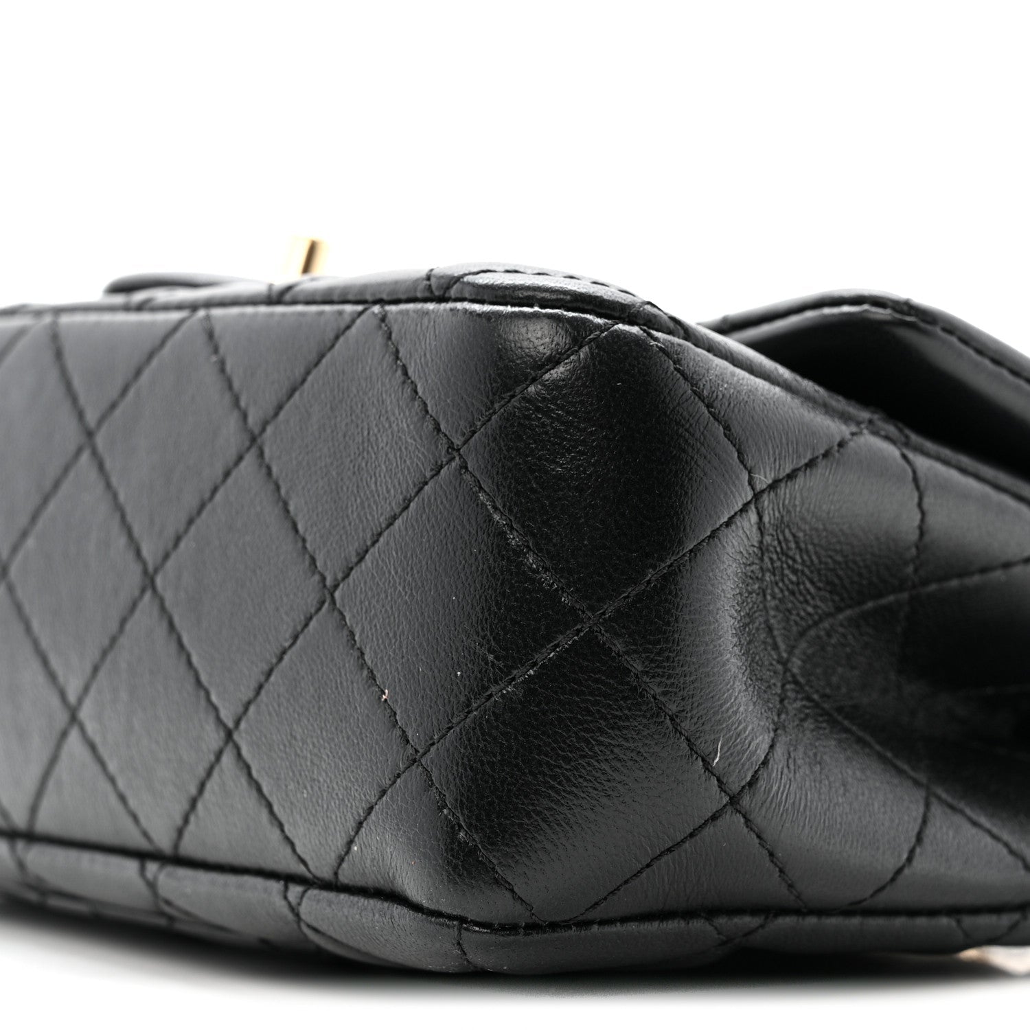 Lambskin Quilted Mini Rectangular Pearl Crush Flap Black