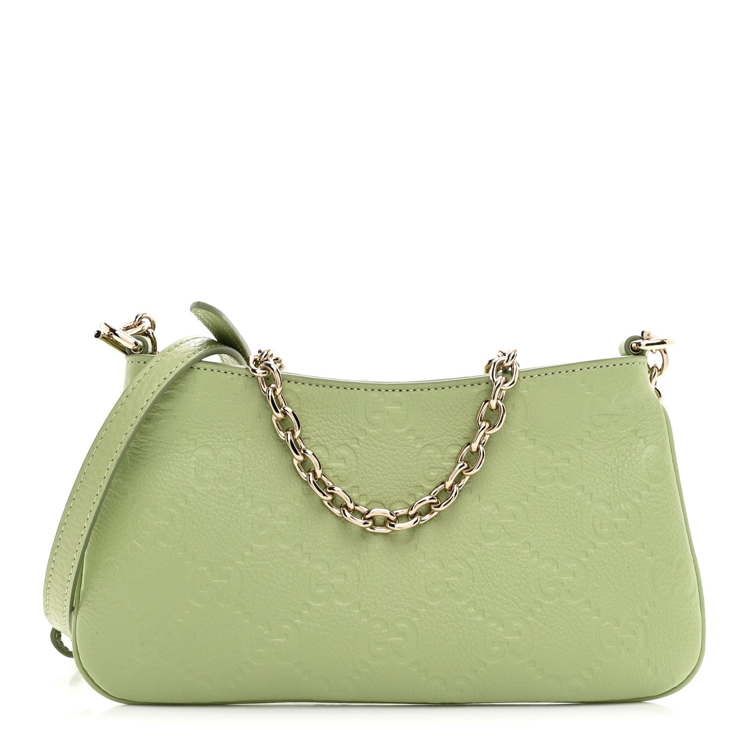 GG Grainy Calfskin Emblem Super Mini Shoulder Bag Sage Leaf