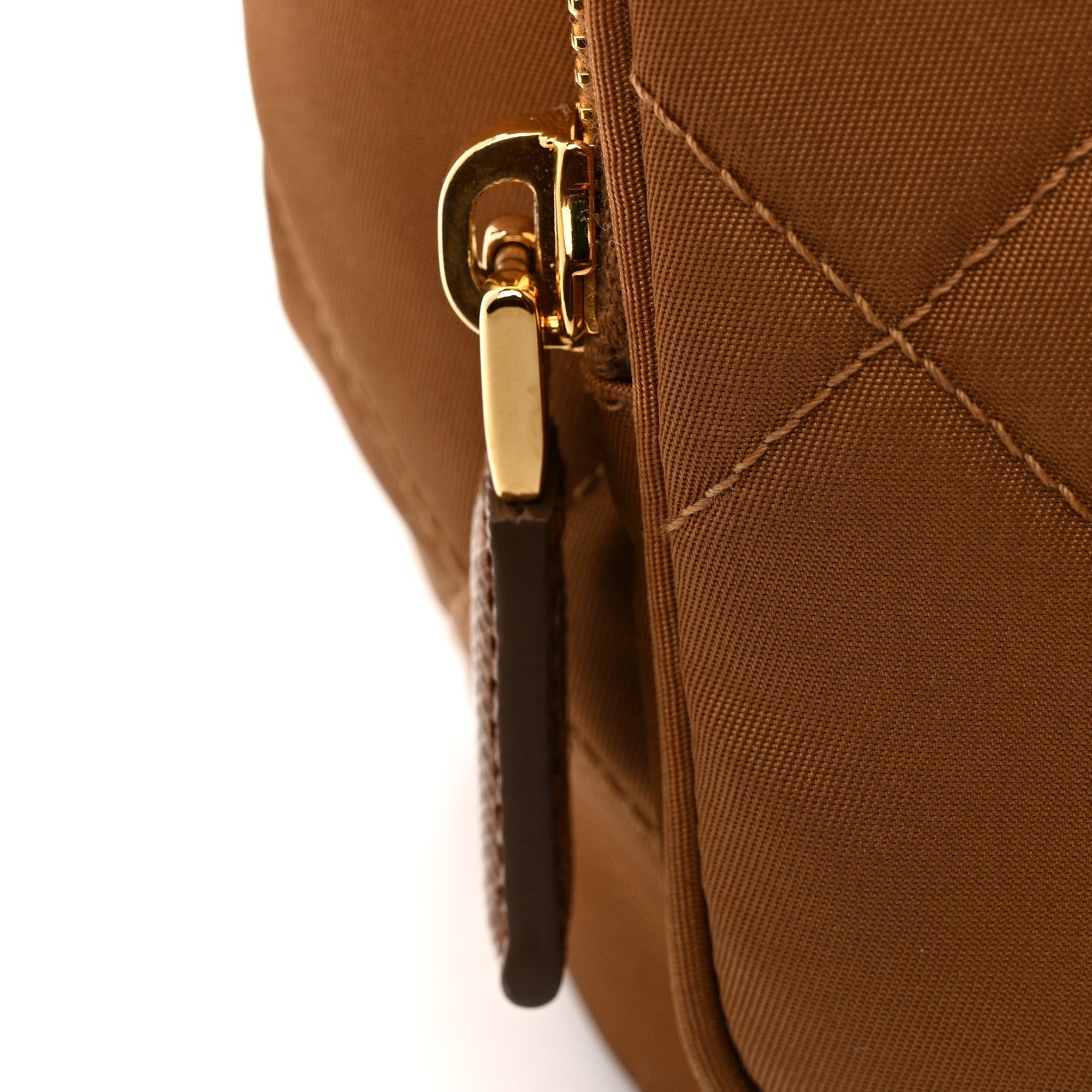Re-Nylon Saffiano Stitched Re-Edition 1995 Chaine Drawstring Bucket Bag Brandy