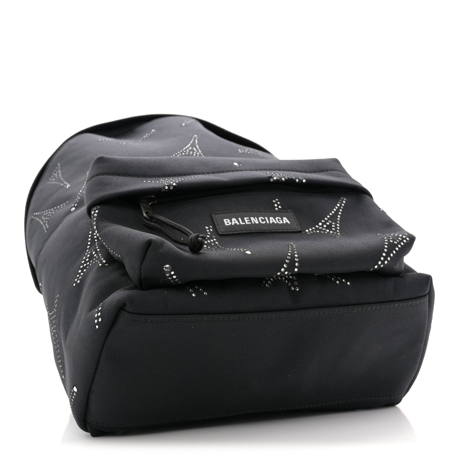 Canvas Crystal Embellished Eiffel Tower Explorer Backpack S Black