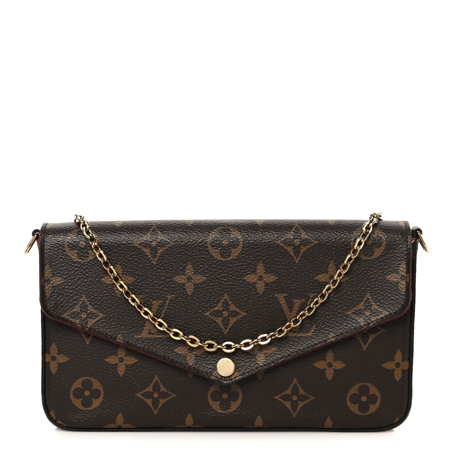 Monogram Pochette Felicie Chain Wallet Fuchsia