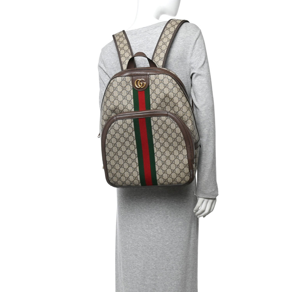 GG Supreme Monogram Medium Ophidia Day Backpack Brown