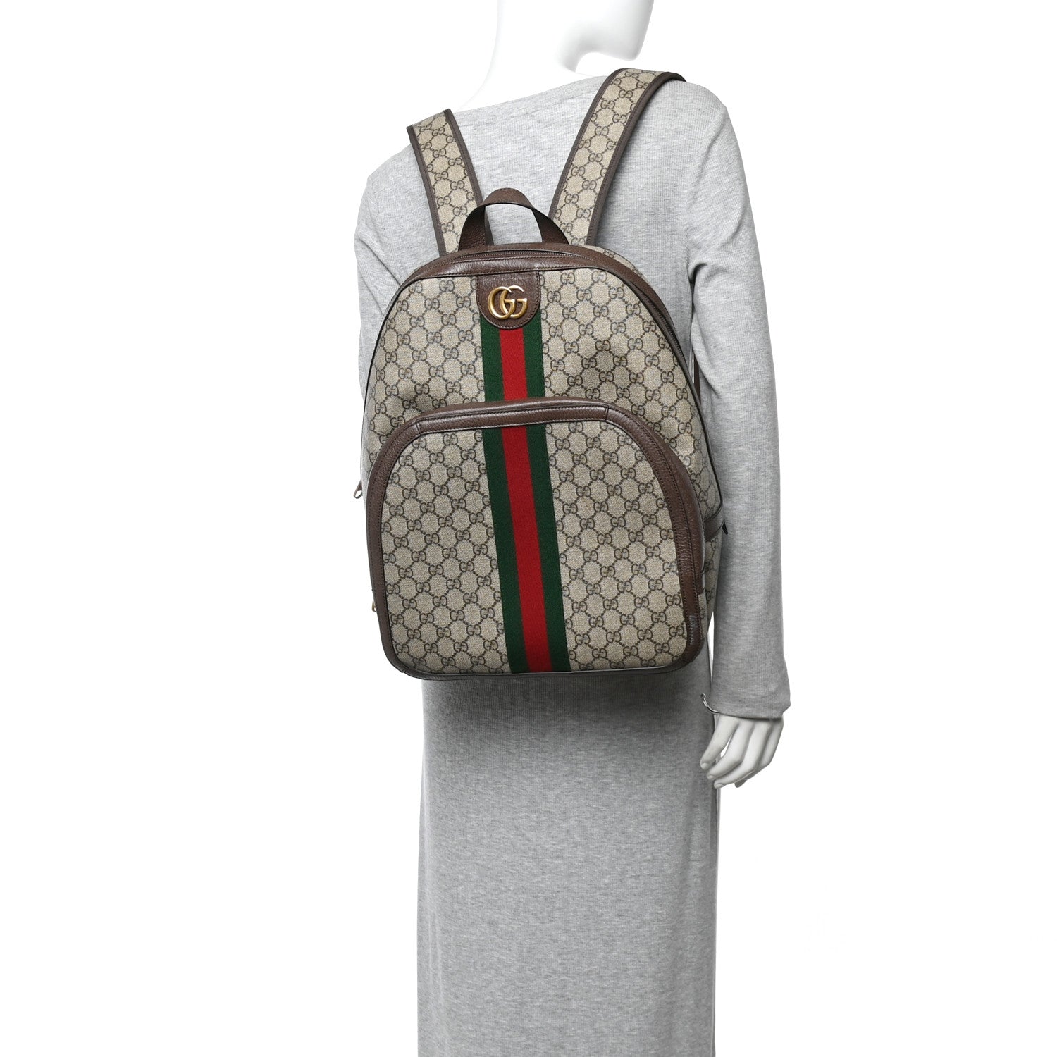 GG Supreme Monogram Medium Ophidia Day Backpack Brown
