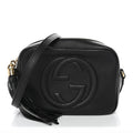 Pebbled Calfskin Small Soho Disco Bag Black