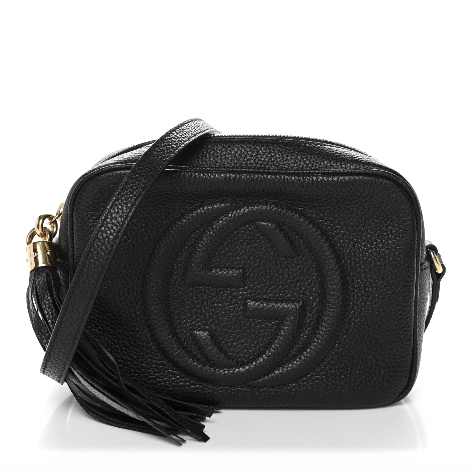 Pebbled Calfskin Small Soho Disco Bag Black