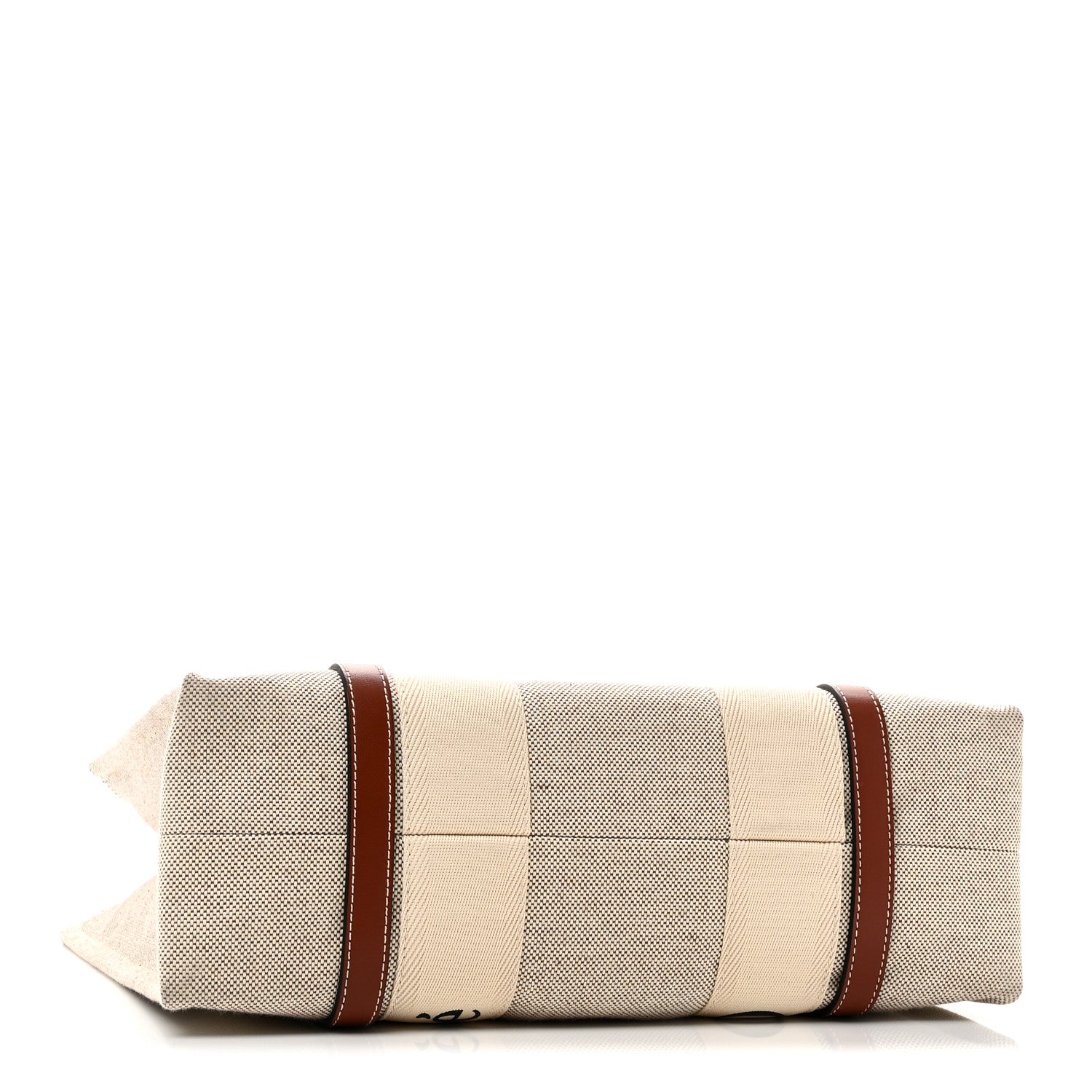 Cotton Calfskin Medium Woody Ribbon Tote White Brown