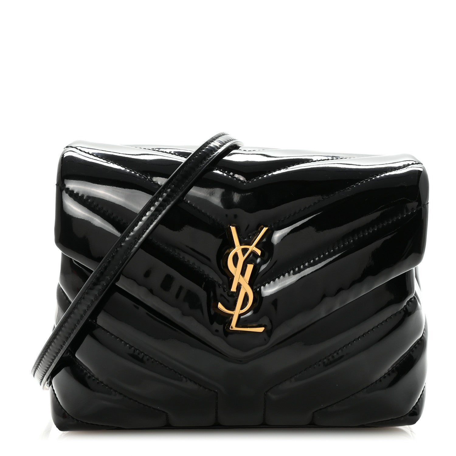 Patent Y Quilted Monogram Toy Loulou Crossbody Bag Black