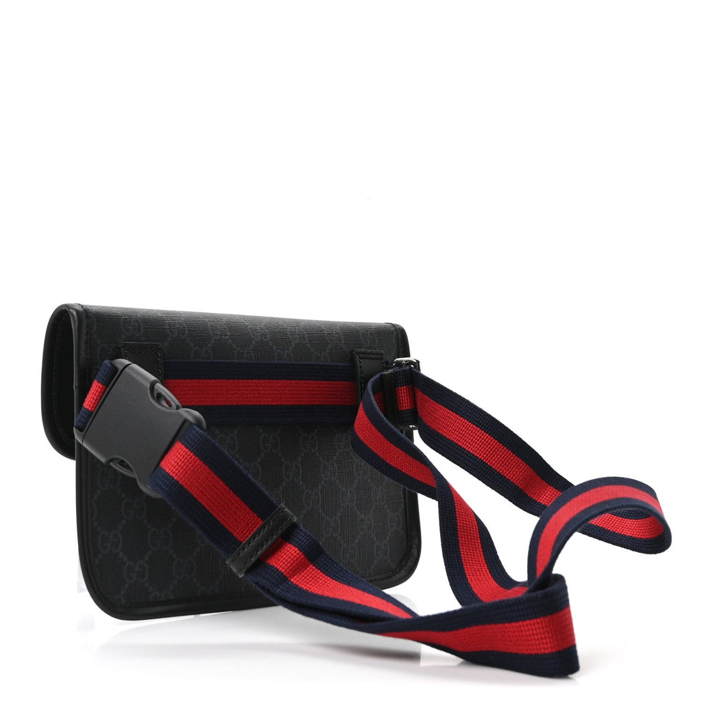 GG Supreme Monogram Web Slim Belt Bag Black Grey
