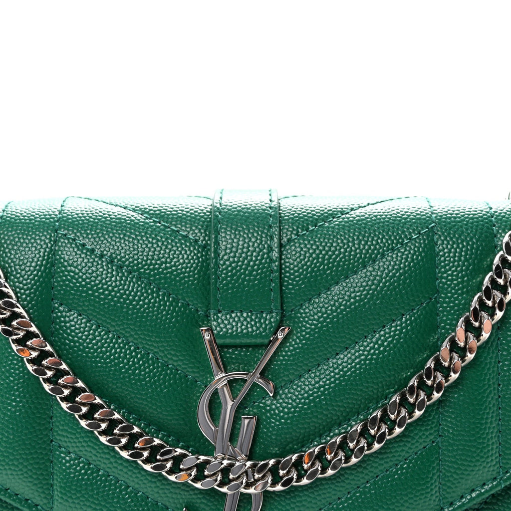 Grain De Poudre Mixed Matelasse Triquilt Monogram Chain Wallet Green Field