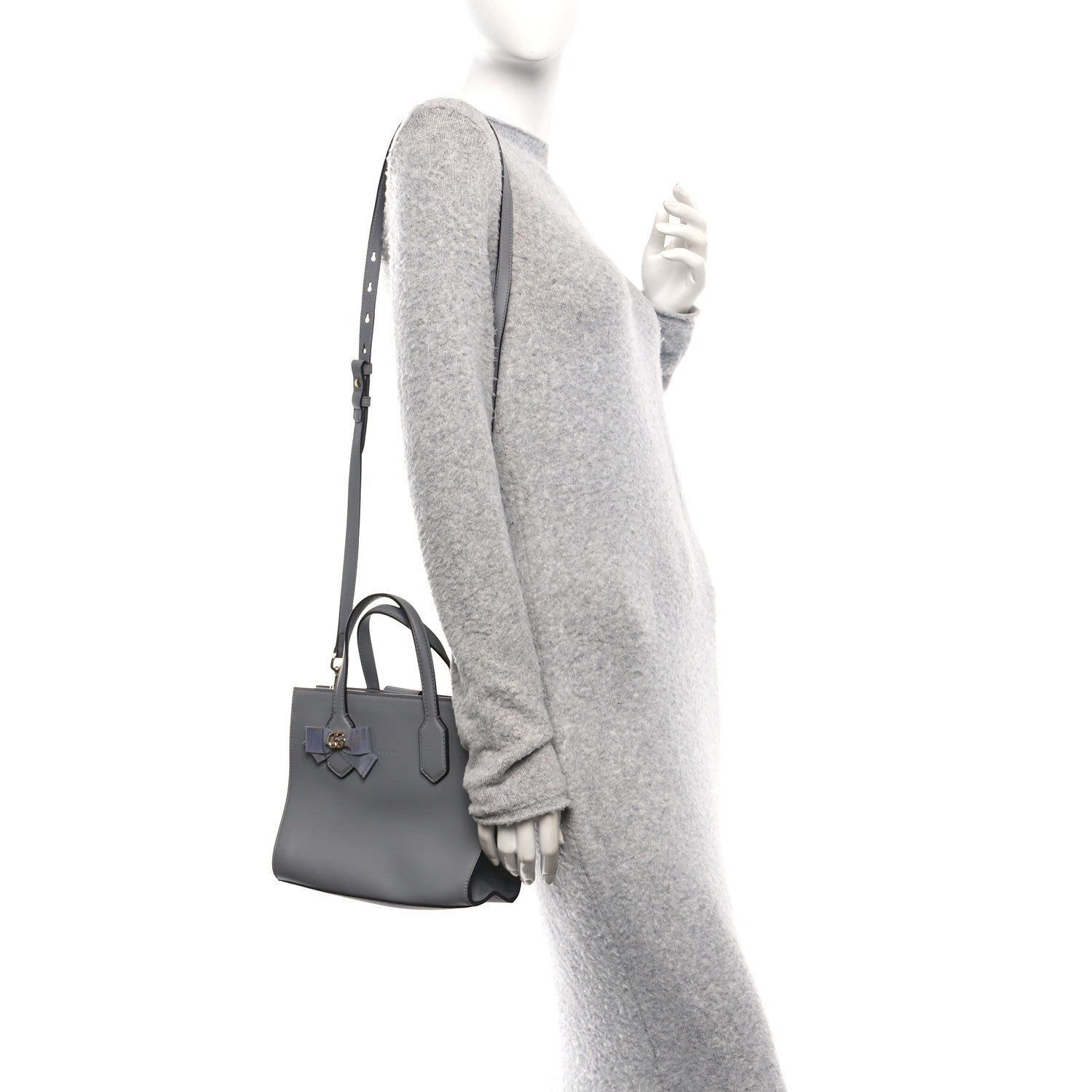 Calfskin Marmont Ribbon Top Handle Bag Deep Grey