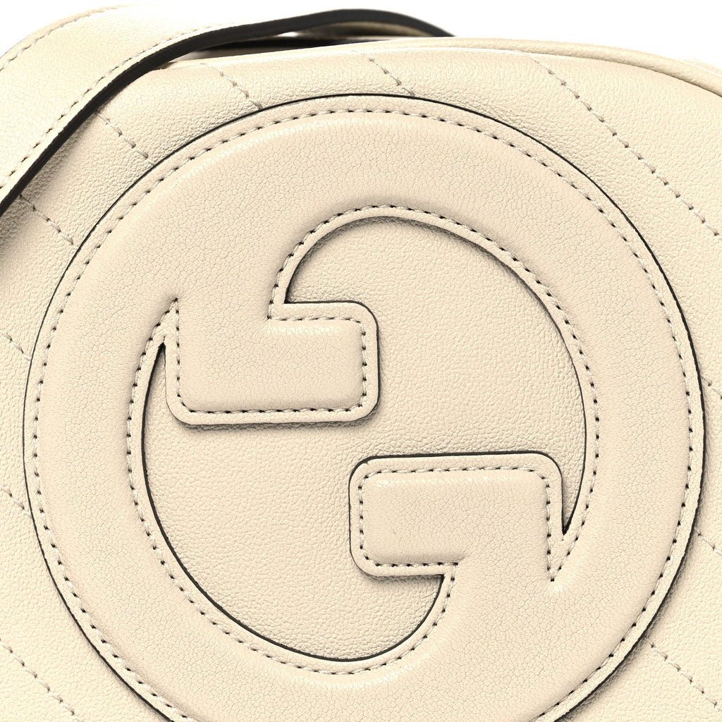 Sakai Be Green Calfskin Diagonal Stitched Mini Blondie Shoulder Bag Mystic White