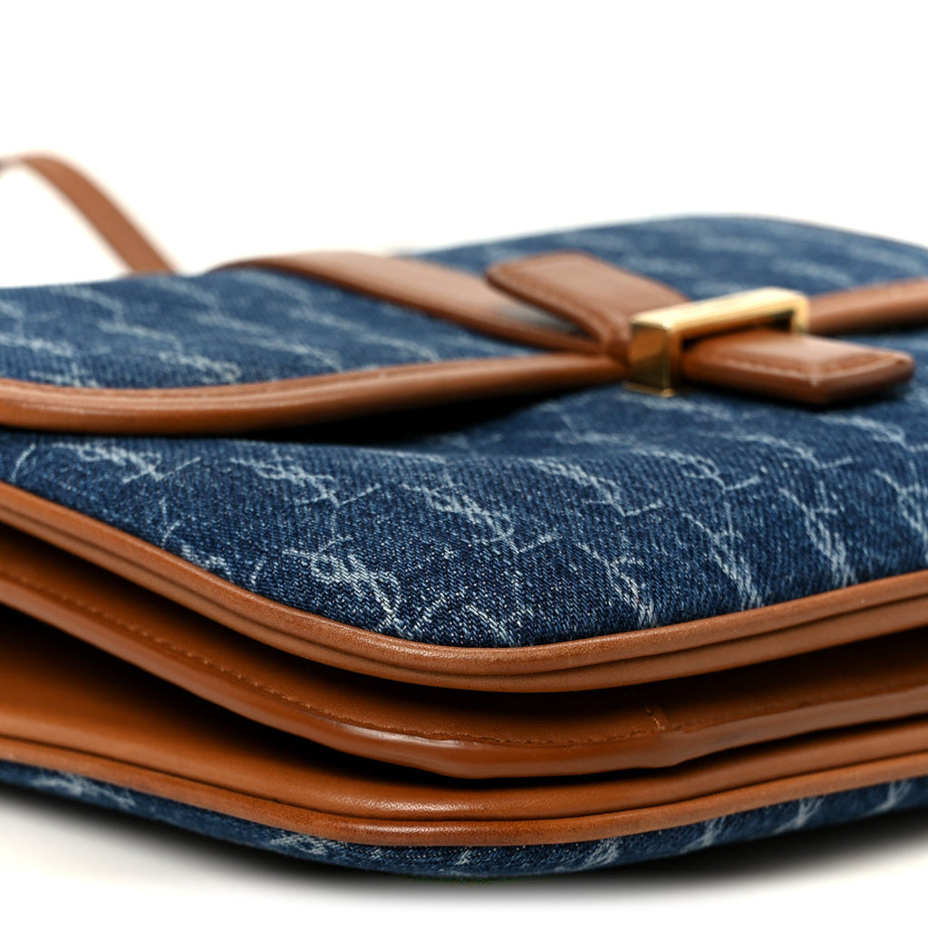 Denim All-Over Monogram Small Le Monogramme Satchel Navy Blue
