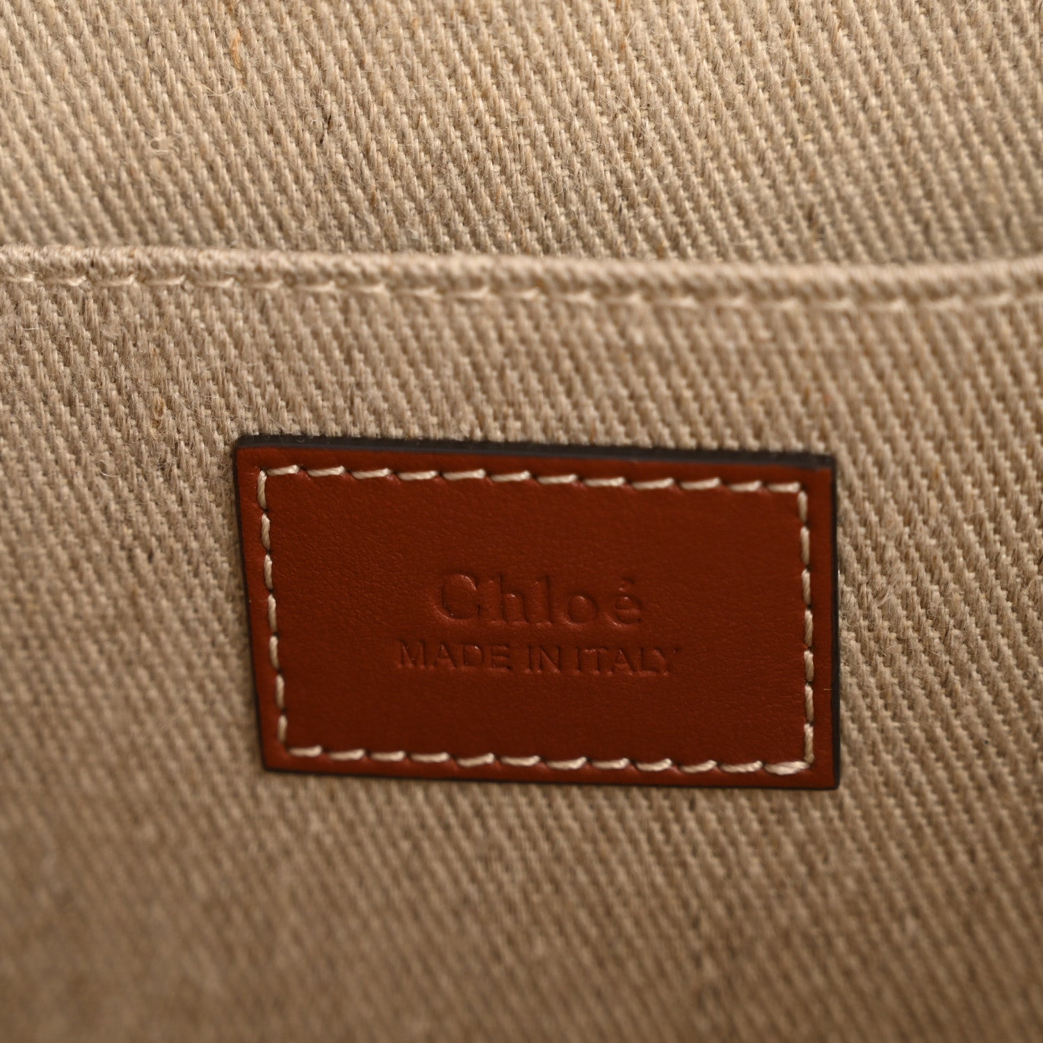 Linen Calfskin Medium Woody Ribbon Tote White Brown
