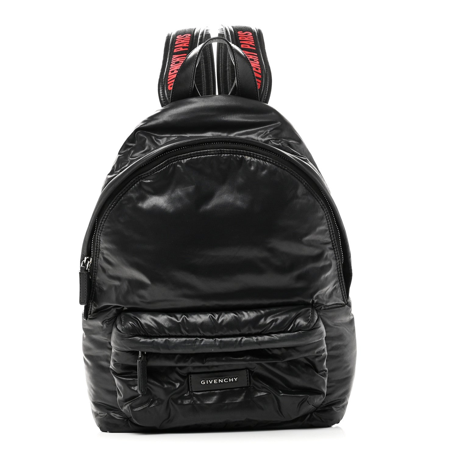 Padded Nylon Small Backpack Black Red