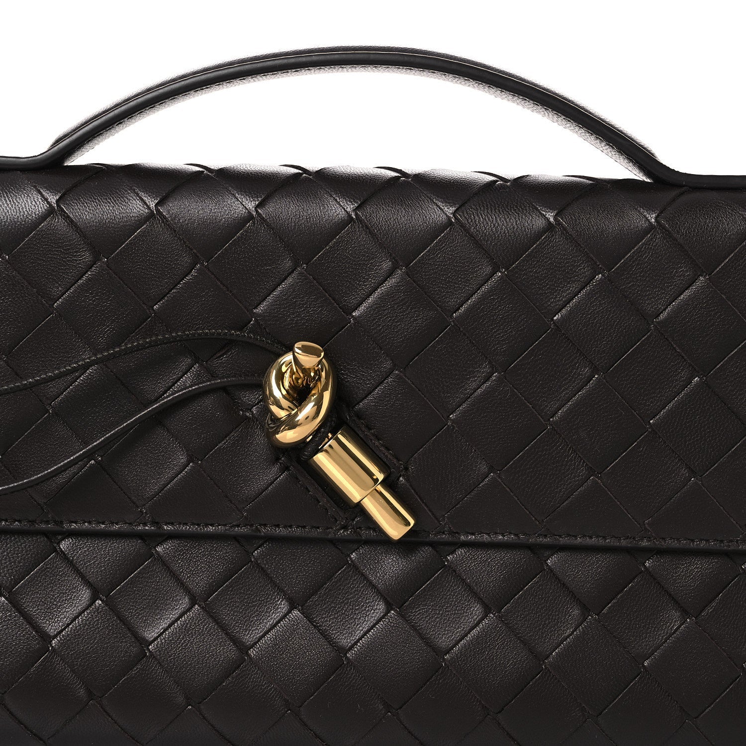 Nappa Intrecciato Long Andiamo Top Handle Clutch Fondant
