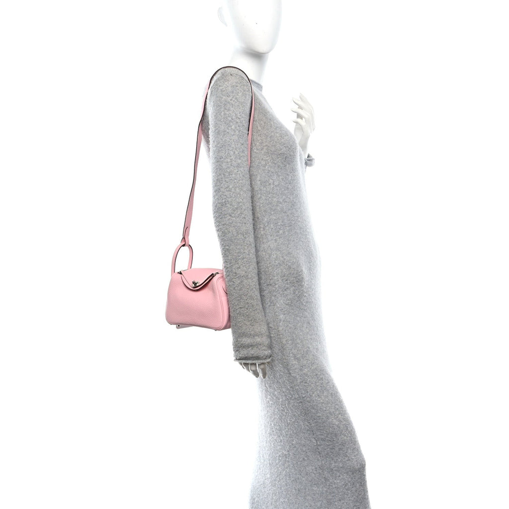 Taurillon Clemence Verso Mini Lindy 20 Rose Sakura Gris Perle
