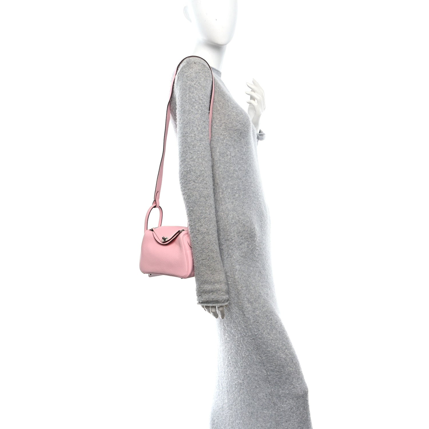 Taurillon Clemence Verso Mini Lindy 20 Rose Sakura Gris Perle
