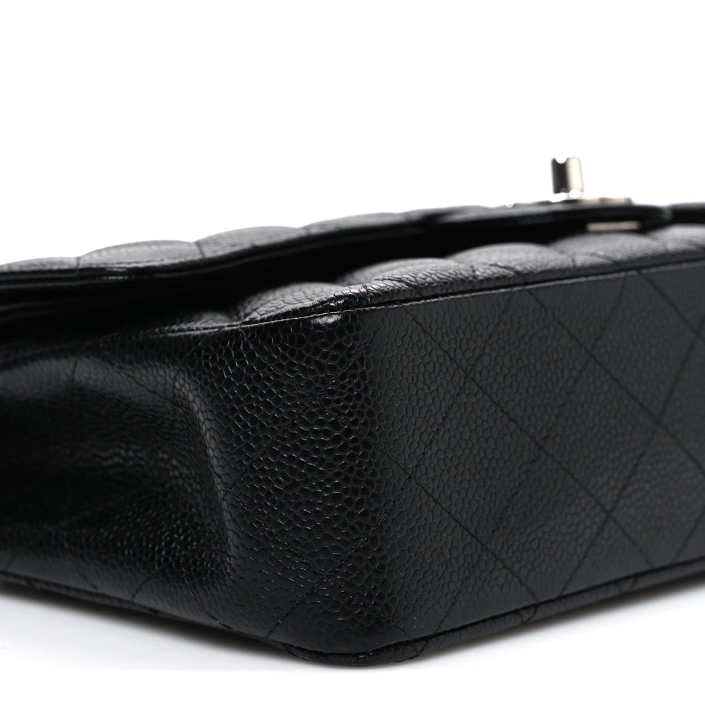 Caviar Quilted Medium Double Flap Black