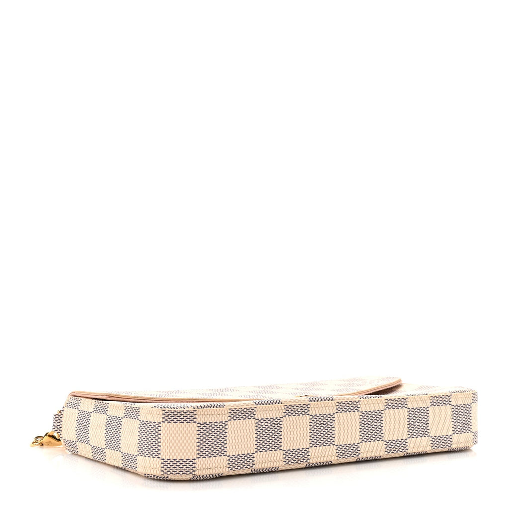 Damier Azur Pochette Felicie Chain Wallet Rose Ballerine