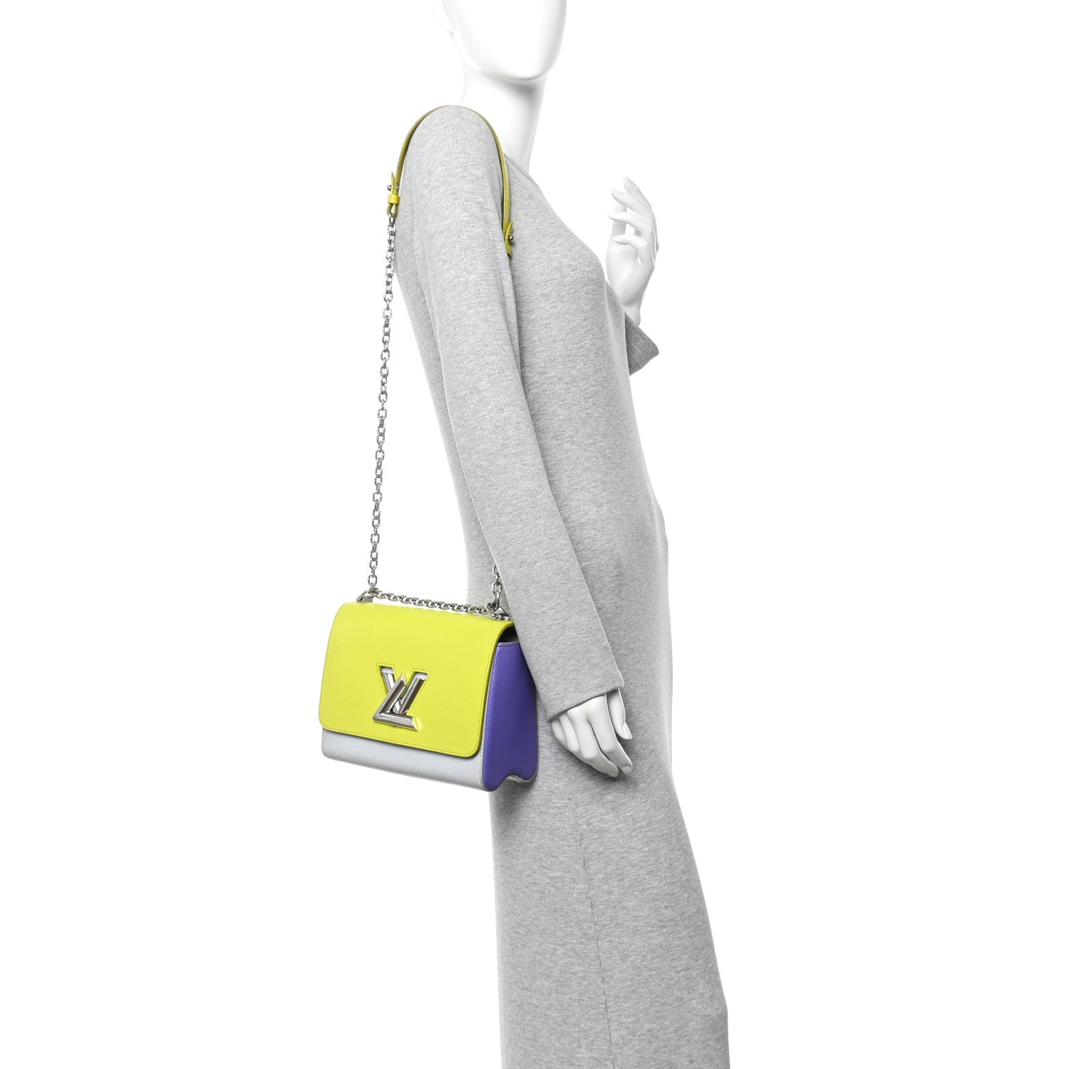 Epi Twist Shoulder Bag MM Purple Yellow Grey