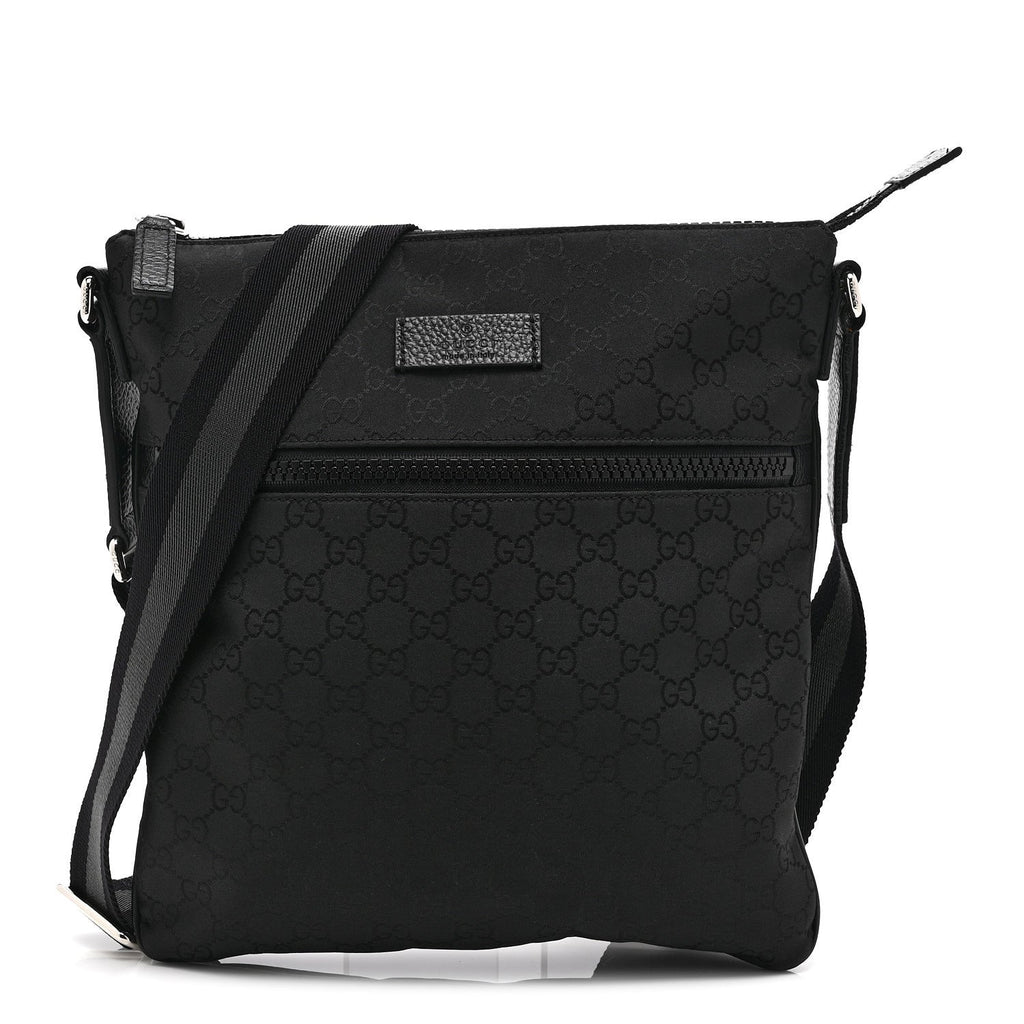 Nylon Monogram Small Flat Messenger Bag Black