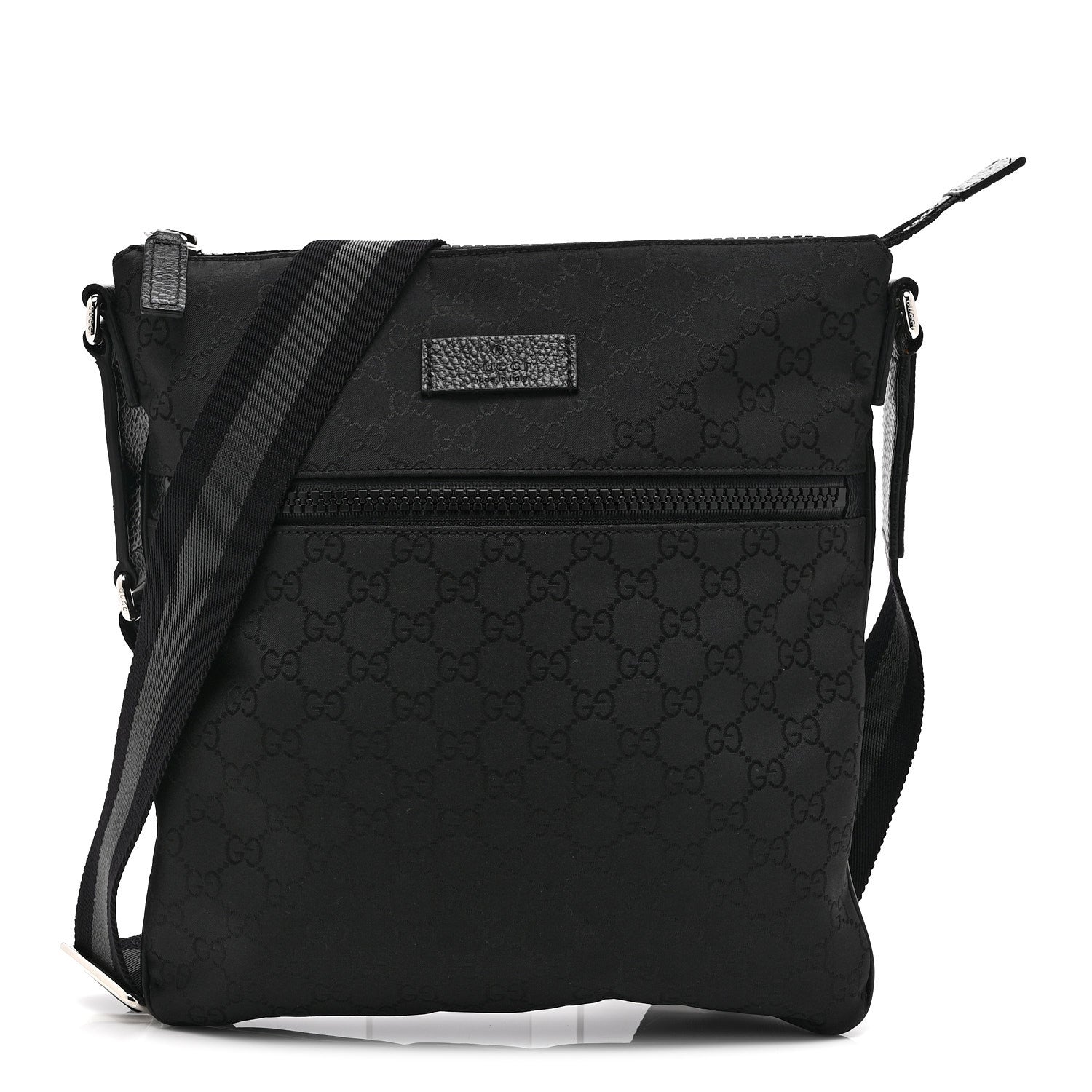 Nylon Monogram Small Flat Messenger Bag Black