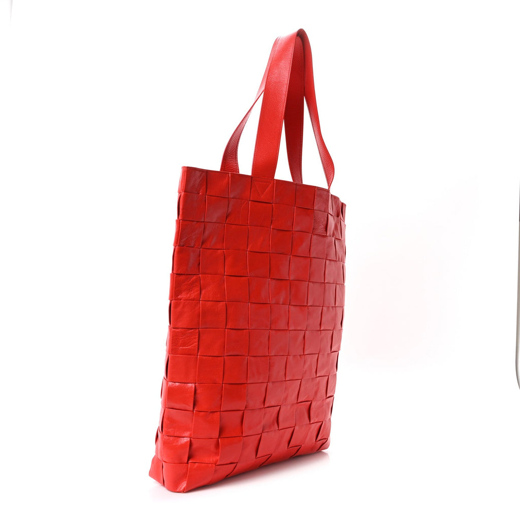 Calfskin Maxi Intrecciato Cassette Tote Tomato