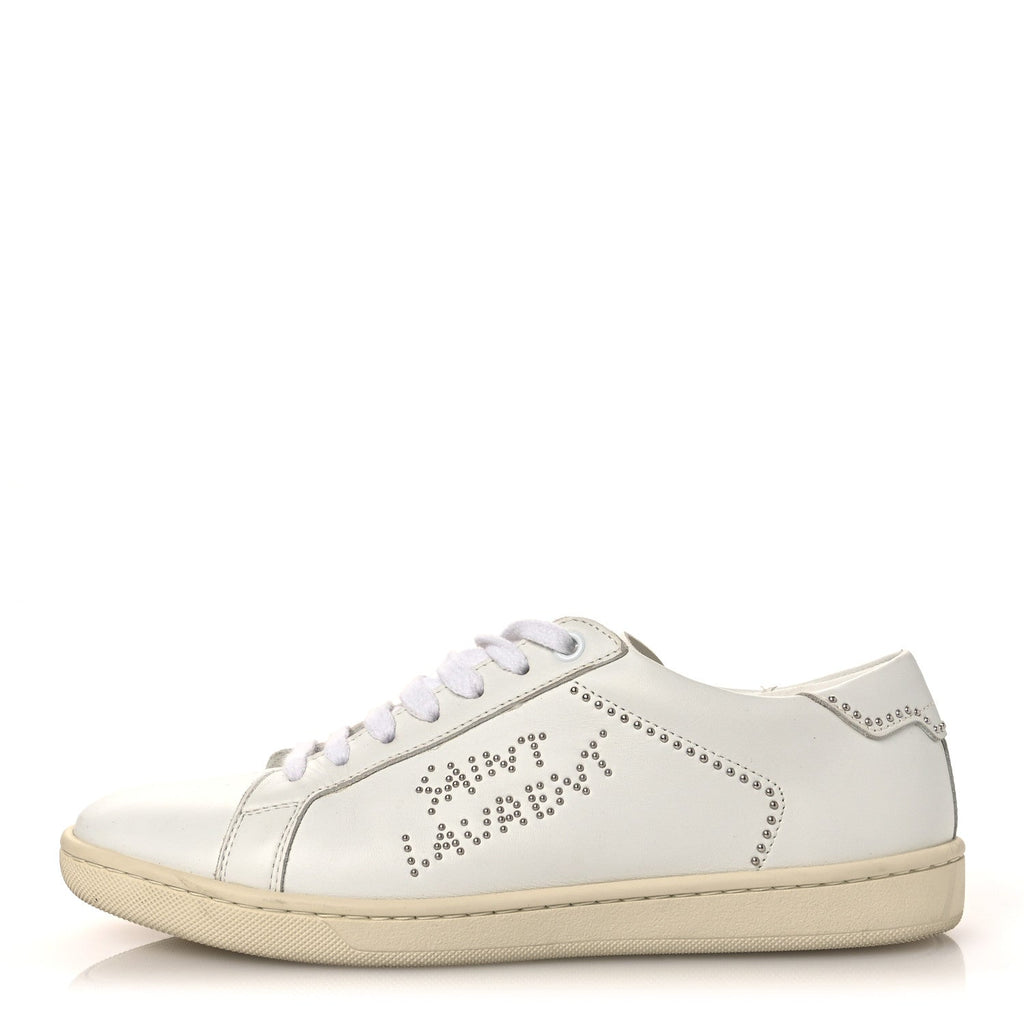 Calfskin Studded SL/08 Low Top Sneakers 37.5 White
