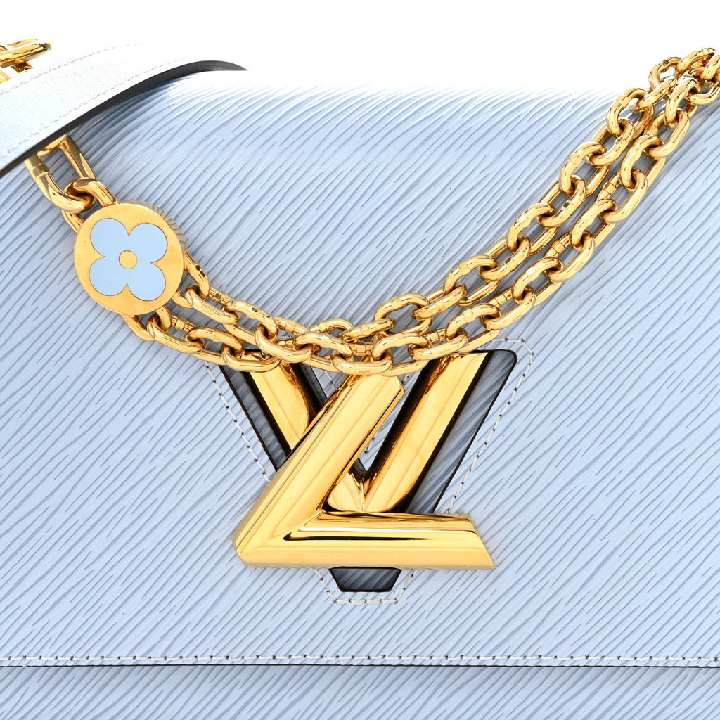 Epi Twist Monogram Flower Chain Shoulder Bag MM Blue