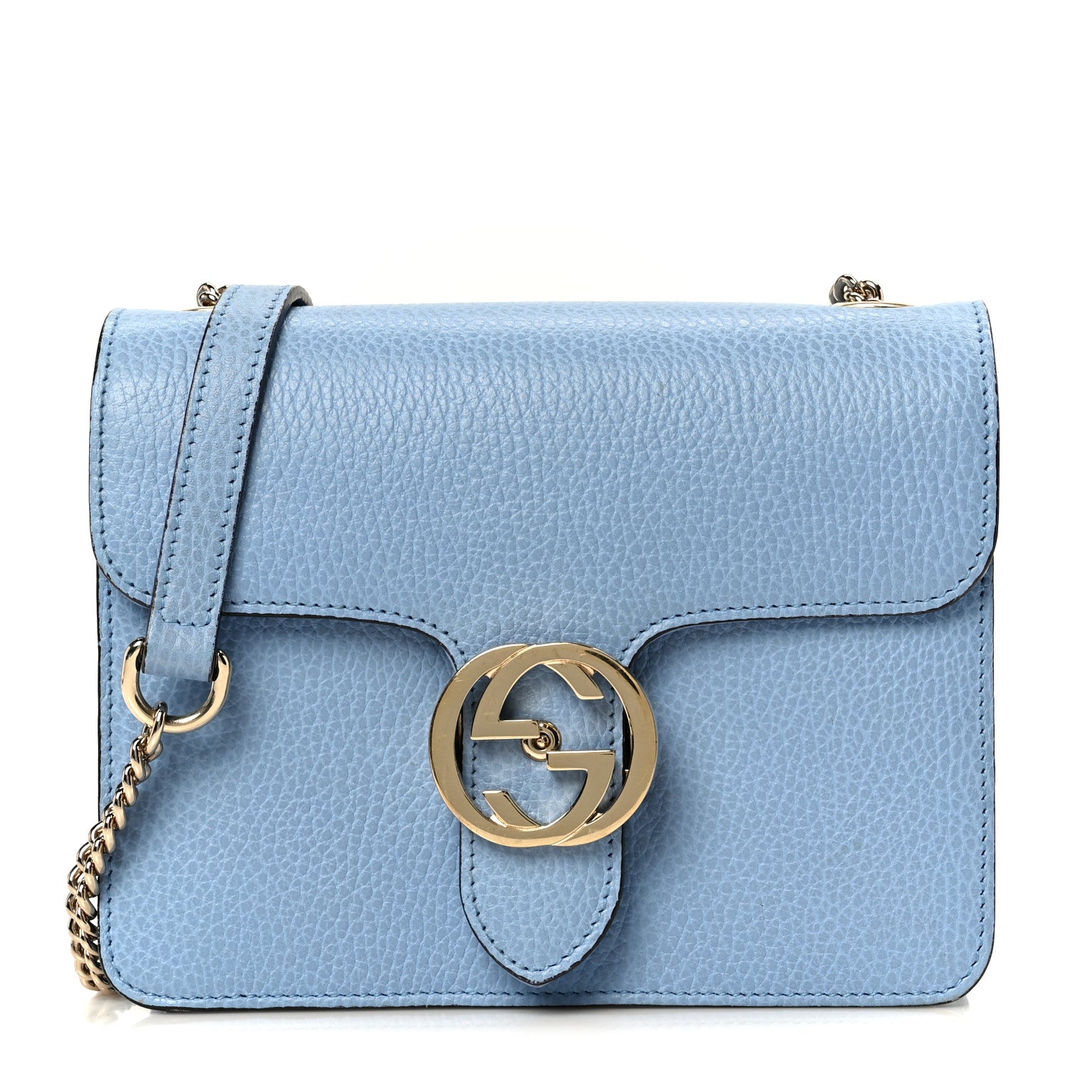Dollar Calfskin Small Interlocking G Shoulder Bag Mineral Blue