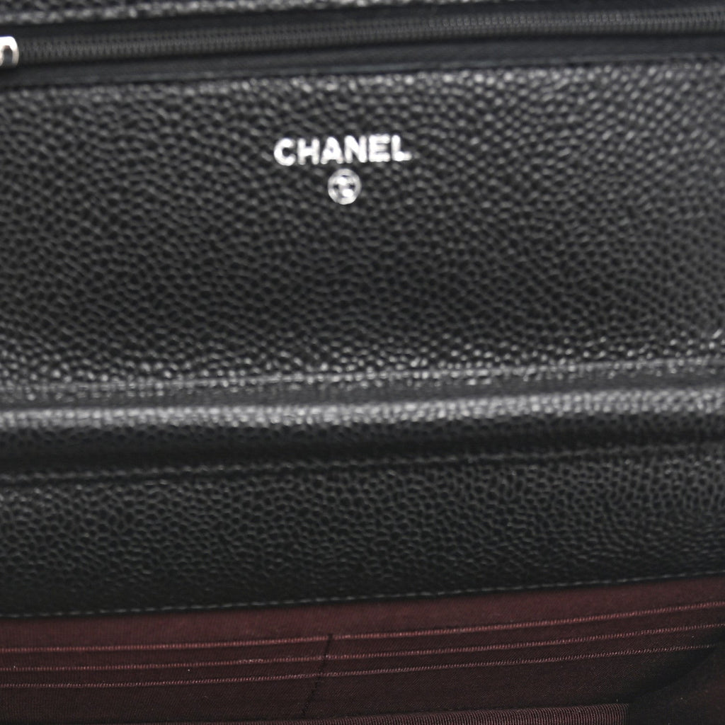 Caviar Quilted Wallet on Chain WOC Black