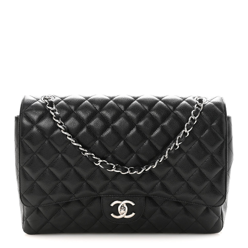 Caviar Quilted Maxi Double Flap Black