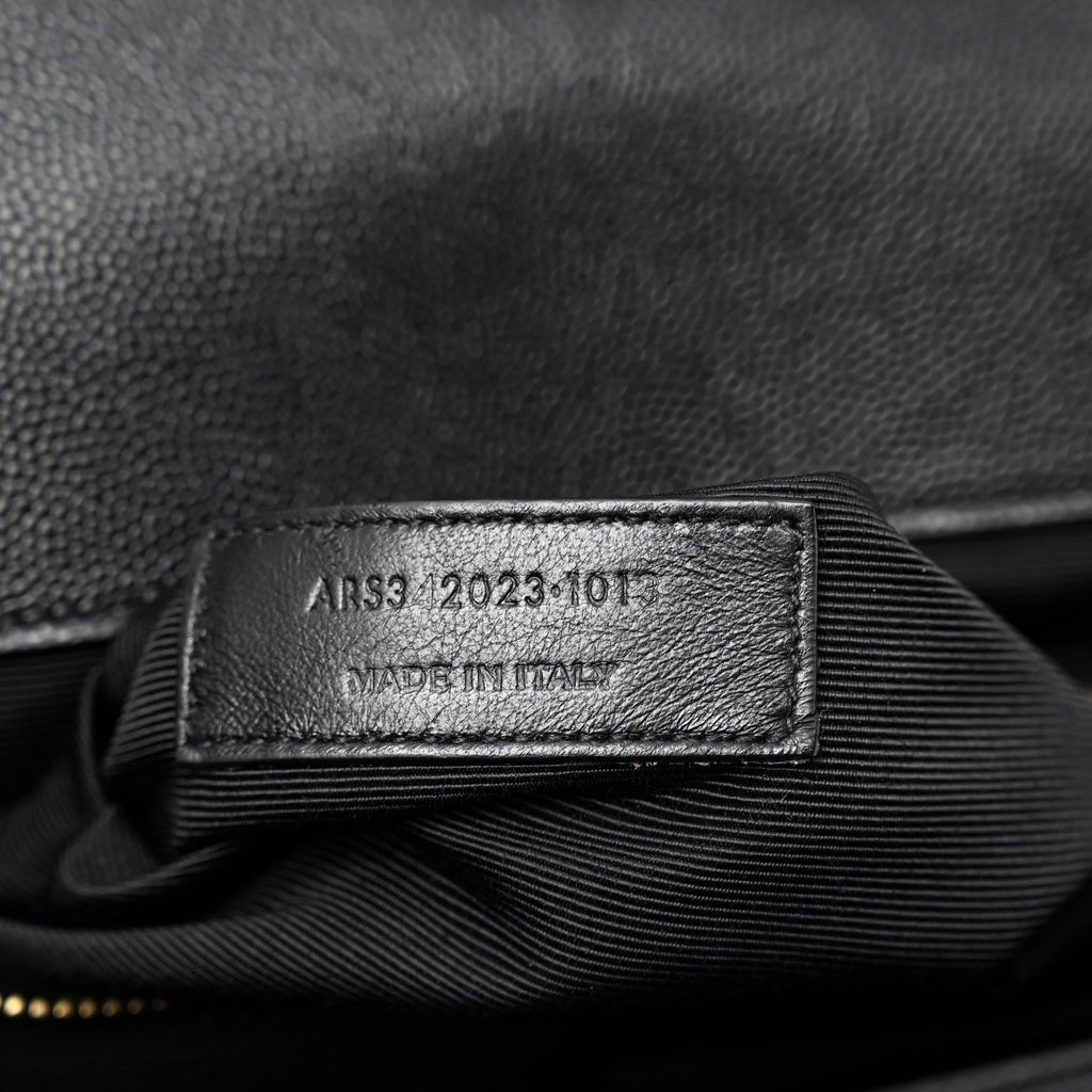 Grain De Poudre Matelasse Chevron Large Monogram Satchel Black