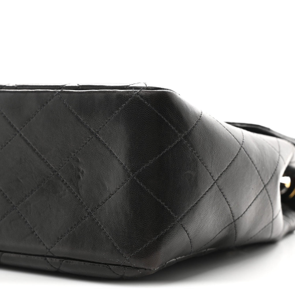 Lambskin Quilted XL Jumbo Single Flap Black