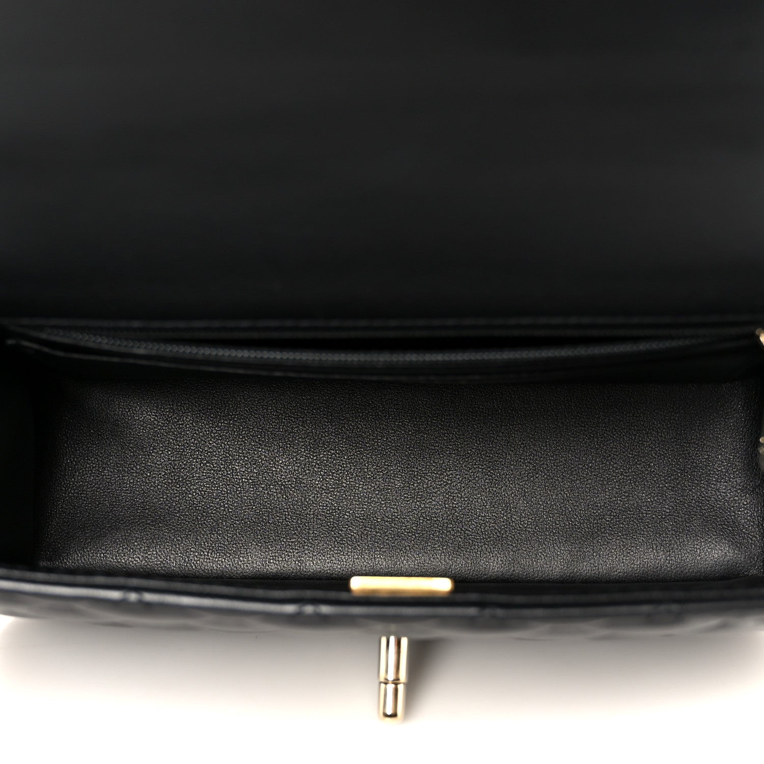 Lambskin Quilted Mini Top Handle Rectangular Flap Black