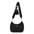 Re-Nylon Triangle Padded Patchwork Shoulder Bag Black
