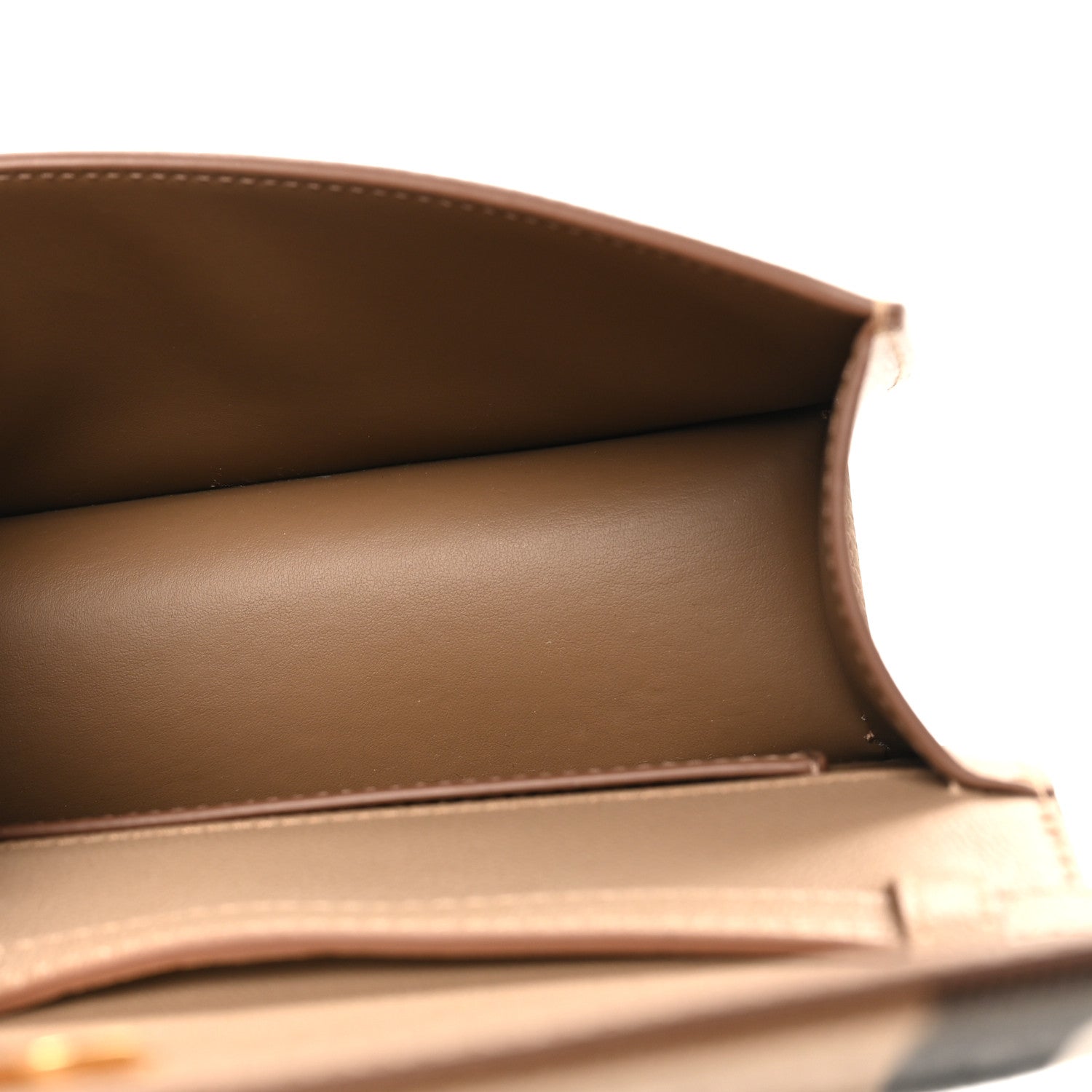 Grained Calfskin House Check Small Madison Shoulder Bag Chestnut Beige