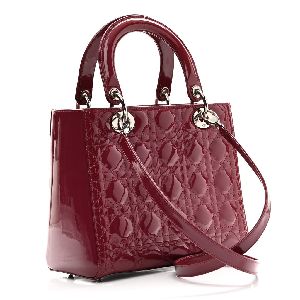 Patent Cannage Medium Lady Dior Dark Pink
